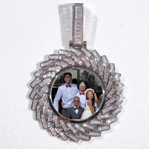 Large 3D Baguette Custom Picture Pendant