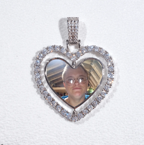 3D Spinning 2-Faced Heart Custom Picture Pendant