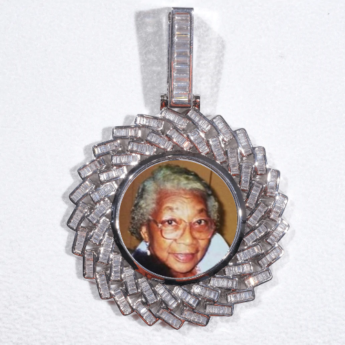 Large 3D Baguette Custom Picture Pendant