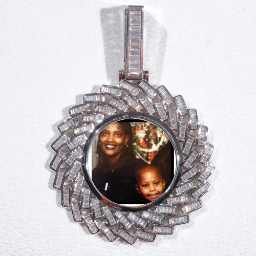 Large 3D Baguette Custom Picture Pendant