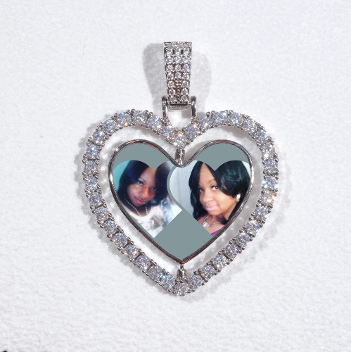 3D Spinning 2-Faced Heart Custom Picture Pendant