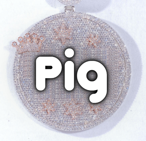 CUSTOM LETTER NECKLACE 3D BIG CROWN DISC