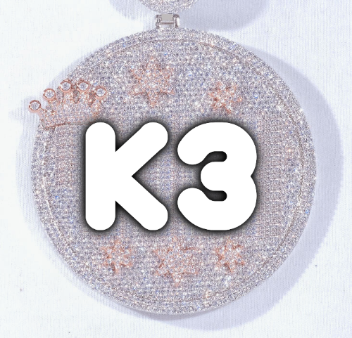 CUSTOM LETTER NECKLACE 3D BIG CROWN DISC
