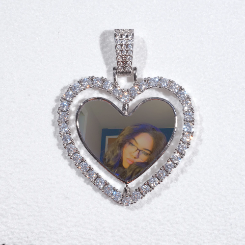 3D Spinning 2-Faced Heart Custom Picture Pendant