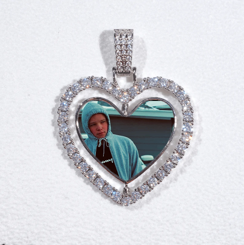 3D Spinning 2-Faced Heart Custom Picture Pendant