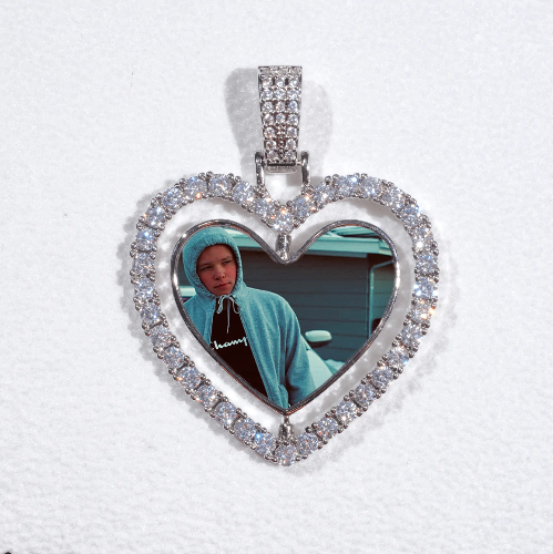 3D Spinning 2-Faced Heart Custom Picture Pendant