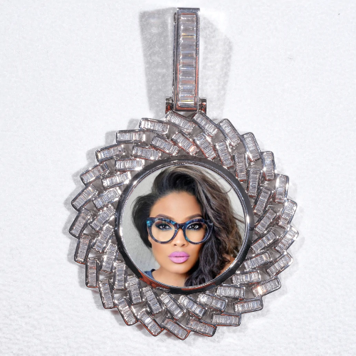Large 3D Baguette Custom Picture Pendant