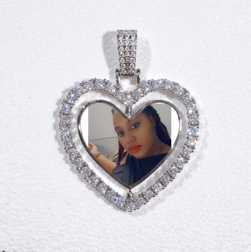 3D Spinning 2-Faced Heart Custom Picture Pendant
