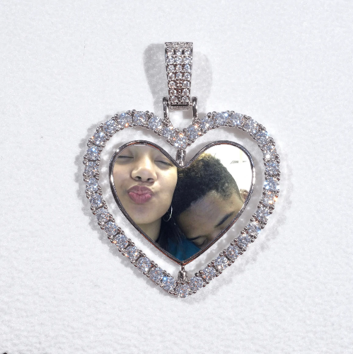 3D Spinning 2-Faced Heart Custom Picture Pendant