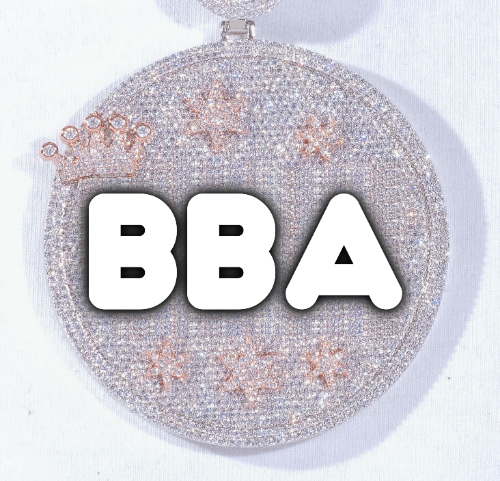CUSTOM LETTER NECKLACE 3D BIG CROWN DISC