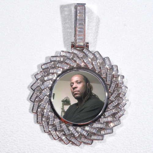 Large 3D Baguette Custom Picture Pendant