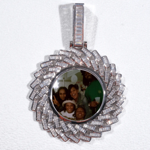 Large 3D Baguette Custom Picture Pendant