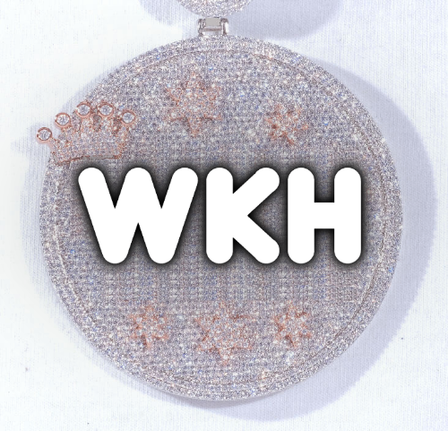 CUSTOM LETTER NECKLACE 3D BIG CROWN DISC