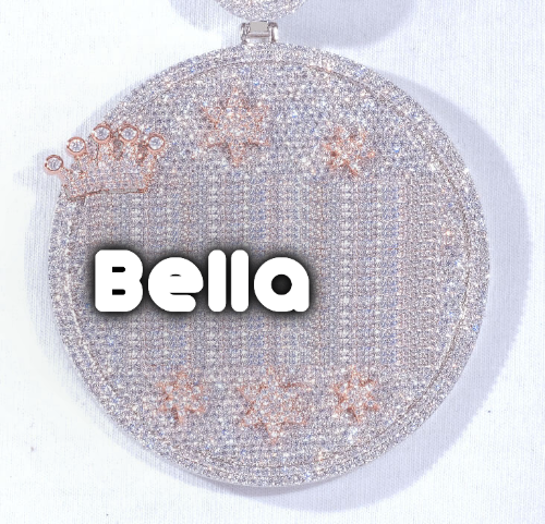 CUSTOM LETTER NECKLACE 3D BIG CROWN DISC