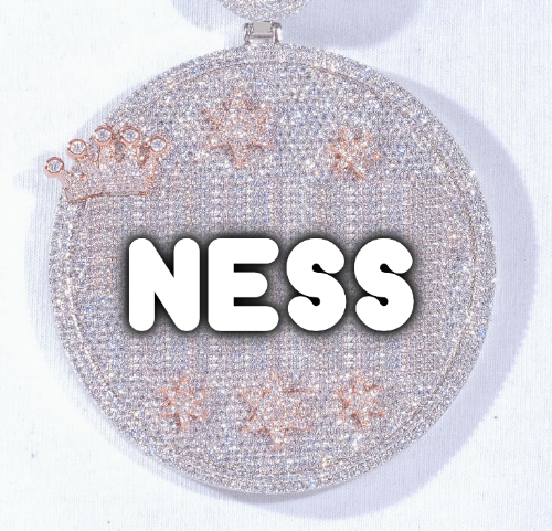 CUSTOM LETTER NECKLACE 3D BIG CROWN DISC