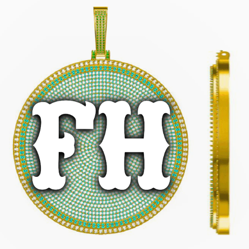 CUSTOM LETTER NECKLACE 3D BIG DISC