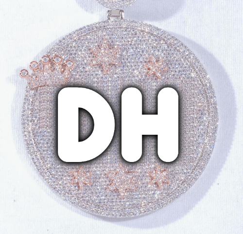 CUSTOM LETTER NECKLACE 3D BIG CROWN DISC