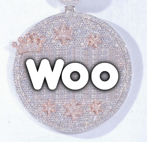 CUSTOM LETTER NECKLACE 3D BIG CROWN DISC