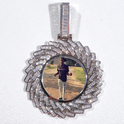 Large 3D Baguette Custom Picture Pendant