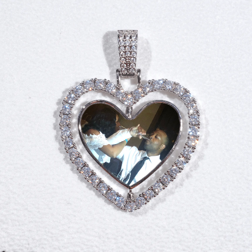 3D Spinning 2-Faced Heart Custom Picture Pendant