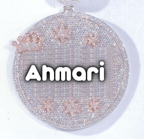 CUSTOM LETTER NECKLACE 3D BIG CROWN DISC