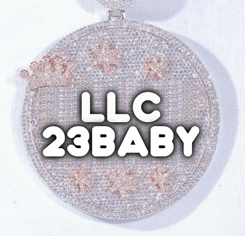 CUSTOM LETTER NECKLACE 3D BIG CROWN DISC