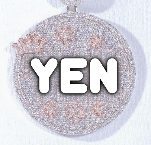 CUSTOM LETTER NECKLACE 3D BIG CROWN DISC