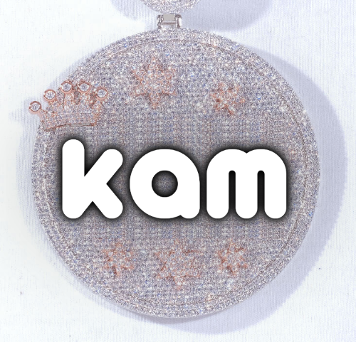 CUSTOM LETTER NECKLACE 3D BIG CROWN DISC