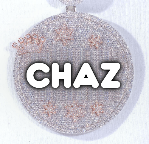 CUSTOM LETTER NECKLACE 3D BIG CROWN DISC