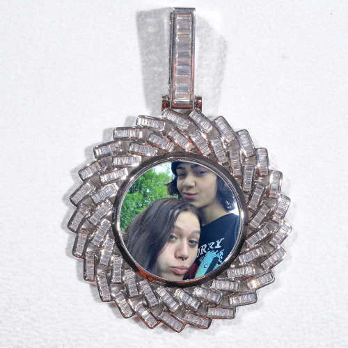 Large 3D Baguette Custom Picture Pendant