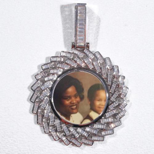 Large 3D Baguette Custom Picture Pendant