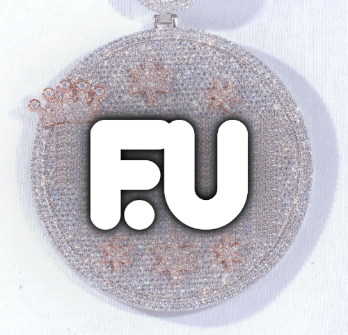 CUSTOM LETTER NECKLACE 3D BIG CROWN DISC