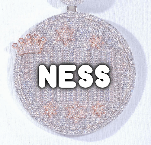 CUSTOM LETTER NECKLACE 3D BIG CROWN DISC