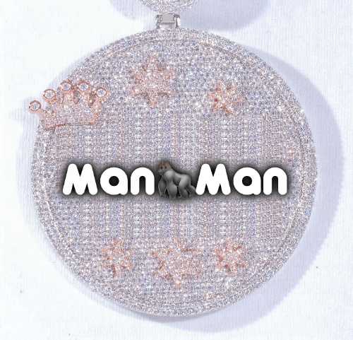 CUSTOM LETTER NECKLACE 3D BIG CROWN DISC