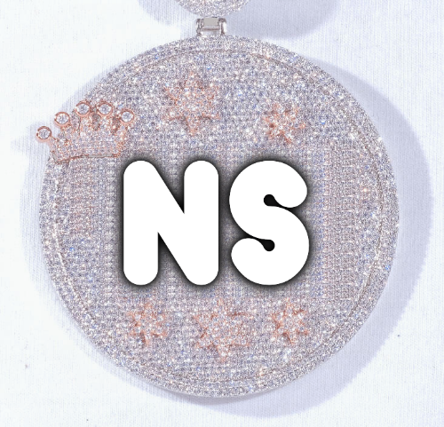 CUSTOM LETTER NECKLACE 3D BIG CROWN DISC