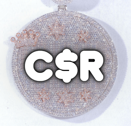 CUSTOM LETTER NECKLACE 3D BIG CROWN DISC