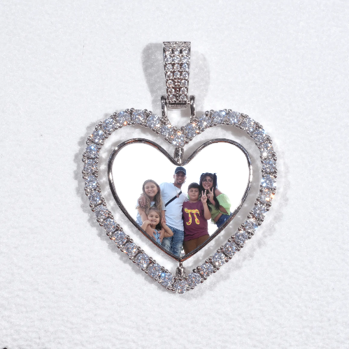 3D Spinning 2-Faced Heart Custom Picture Pendant