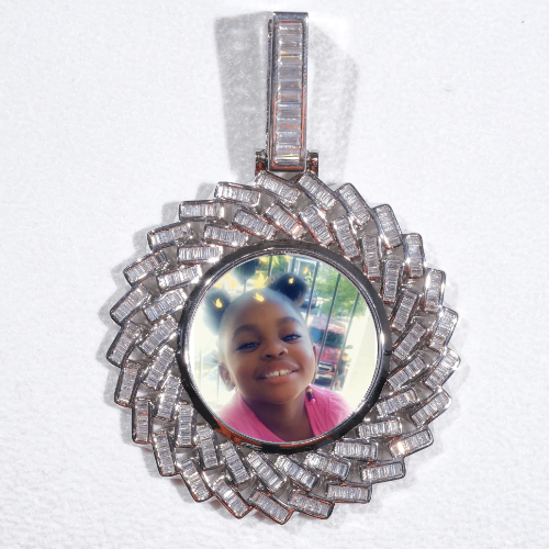 Large 3D Baguette Custom Picture Pendant
