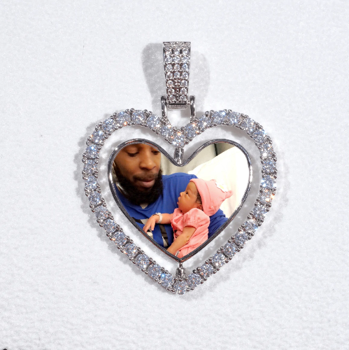 3D Spinning 2-Faced Heart Custom Picture Pendant