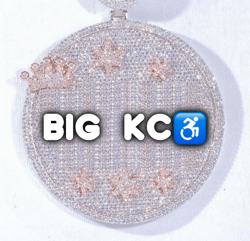 CUSTOM LETTER NECKLACE 3D BIG CROWN DISC