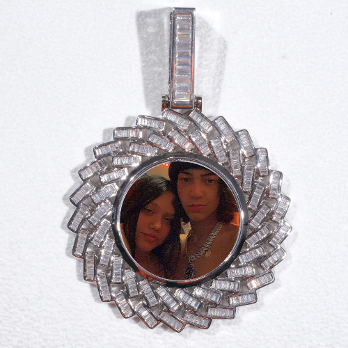 Large 3D Baguette Custom Picture Pendant