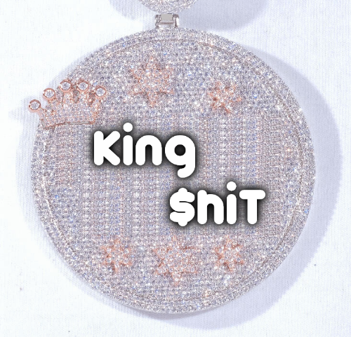 CUSTOM LETTER NECKLACE 3D BIG CROWN DISC