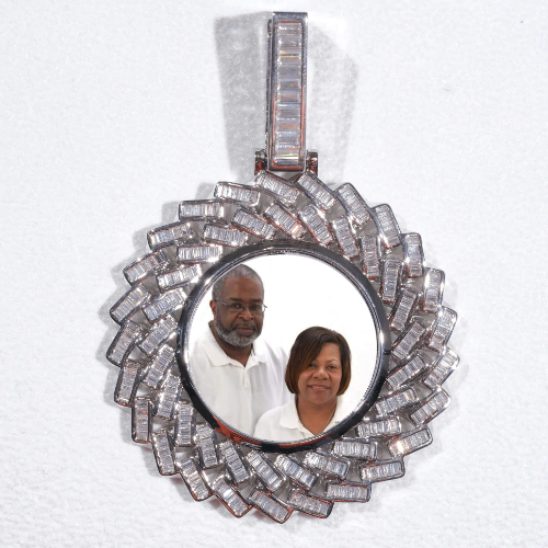 Large 3D Baguette Custom Picture Pendant