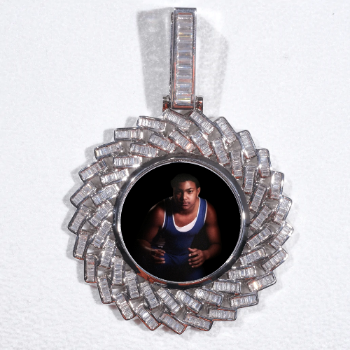 Large 3D Baguette Custom Picture Pendant