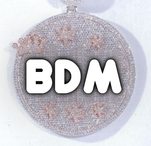 CUSTOM LETTER NECKLACE 3D BIG CROWN DISC