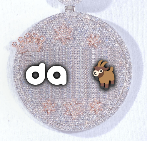 CUSTOM LETTER NECKLACE 3D BIG CROWN DISC