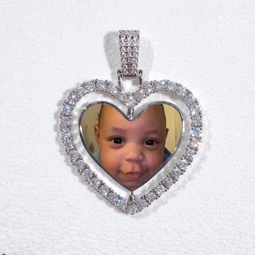3D Spinning 2-Faced Heart Custom Picture Pendant