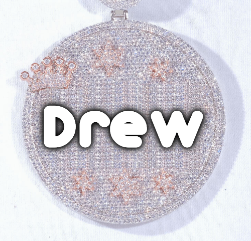 CUSTOM LETTER NECKLACE 3D BIG CROWN DISC
