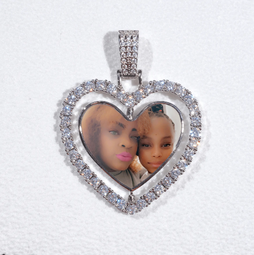 3D Spinning 2-Faced Heart Custom Picture Pendant