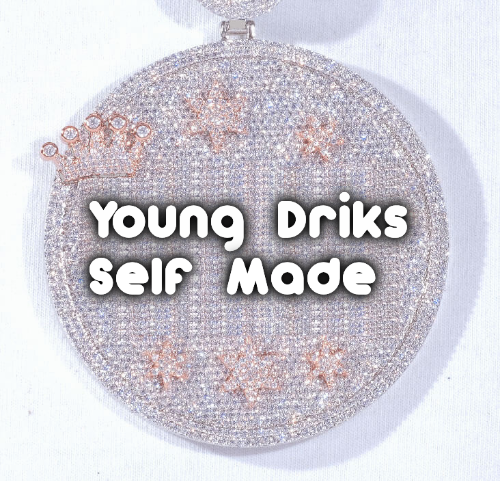 CUSTOM LETTER NECKLACE 3D BIG CROWN DISC